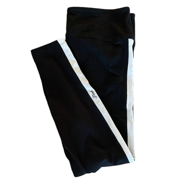 🔥🔥🆕VICTORIAS SECRET PINK HIGH WAIST FULL LENGTH LEGGING BLACK/WHITE SIDE STRIPE - Picture 3 of 7